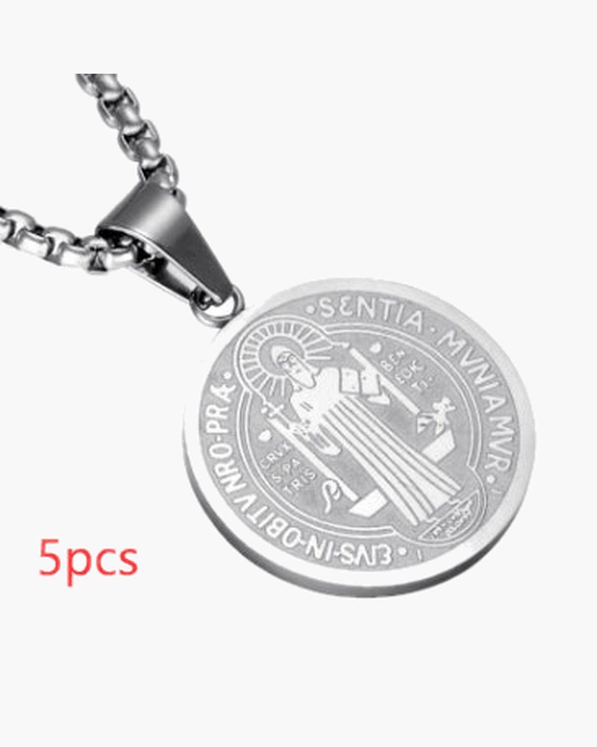 Saint Benedict Medallion Box Chain Necklace view 9