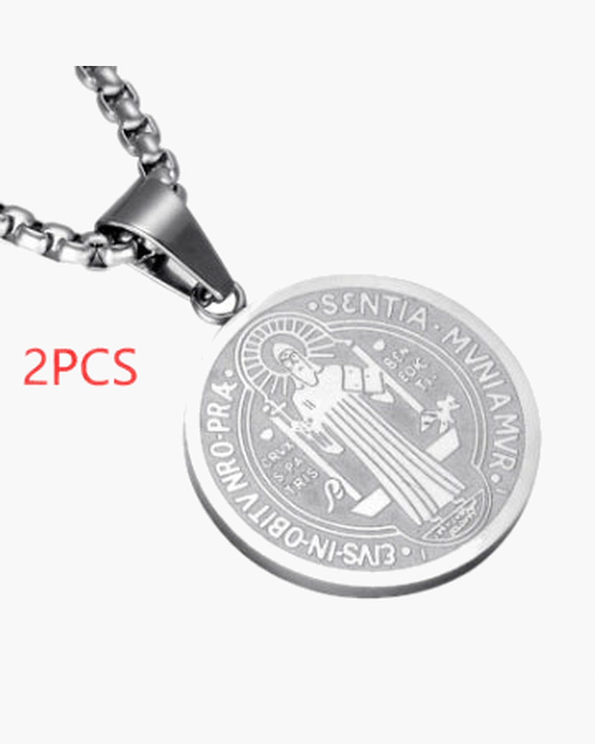 Saint Benedict Medallion Box Chain Necklace view 7