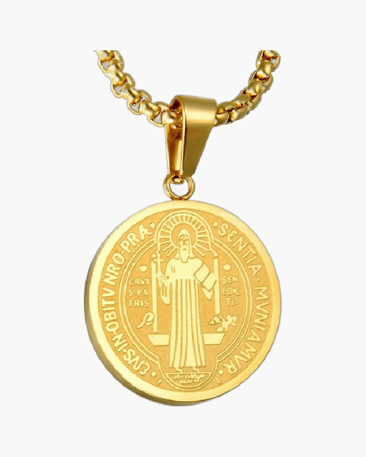 Saint Benedict Medallion Box Chain Necklace view 5