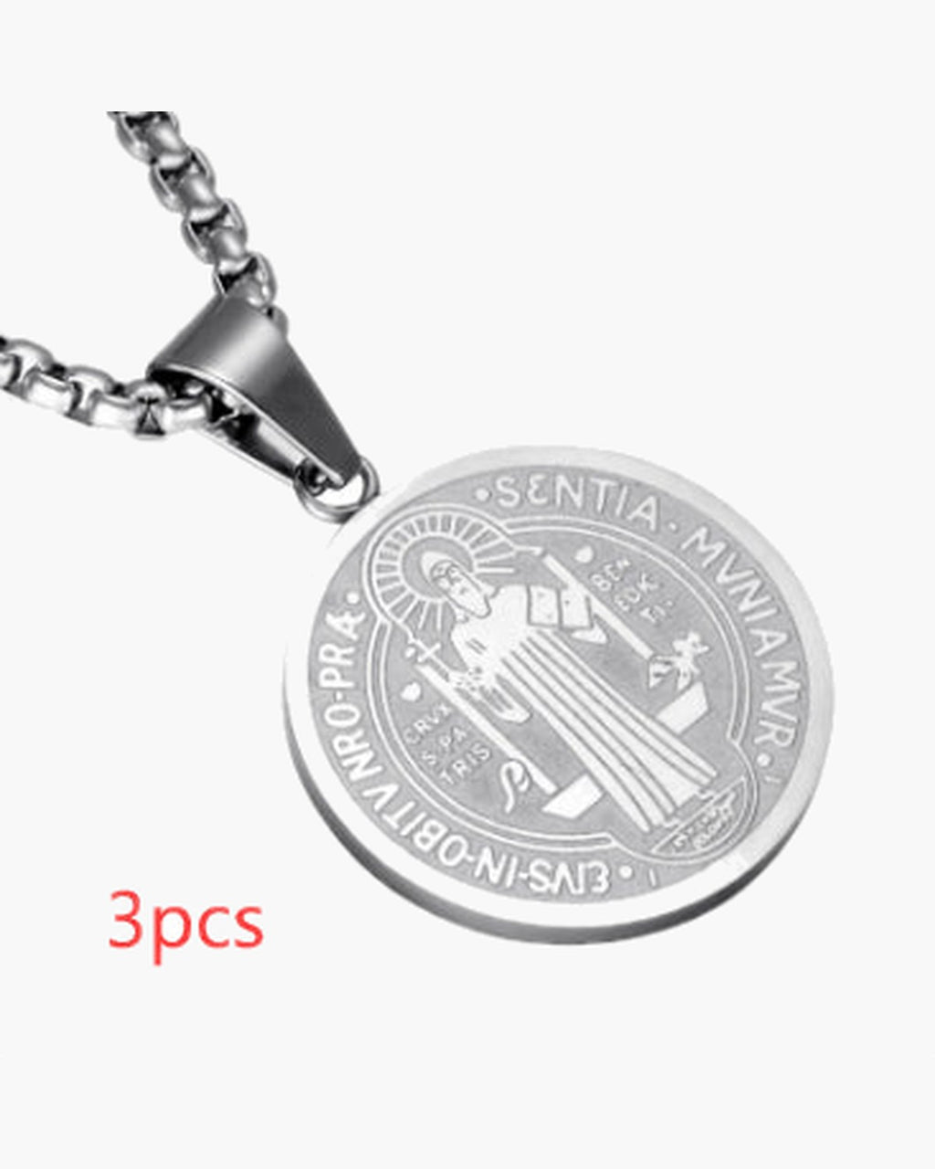 Saint Benedict Medallion Box Chain Necklace view 8