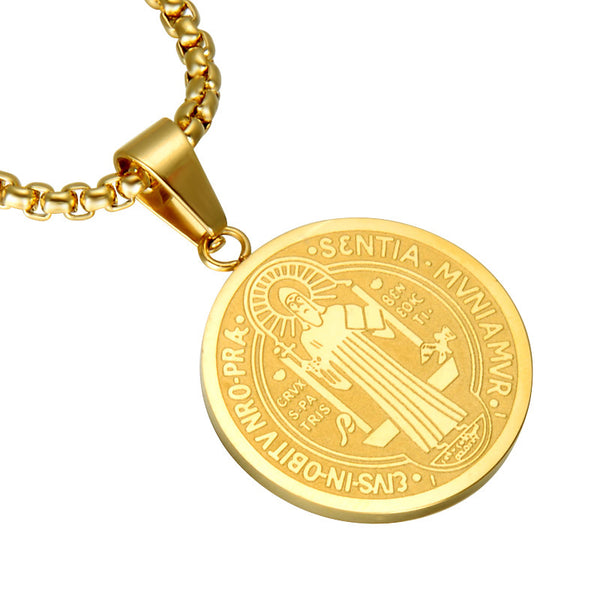 Saint Benedict Medallion Box Chain Necklace view 4