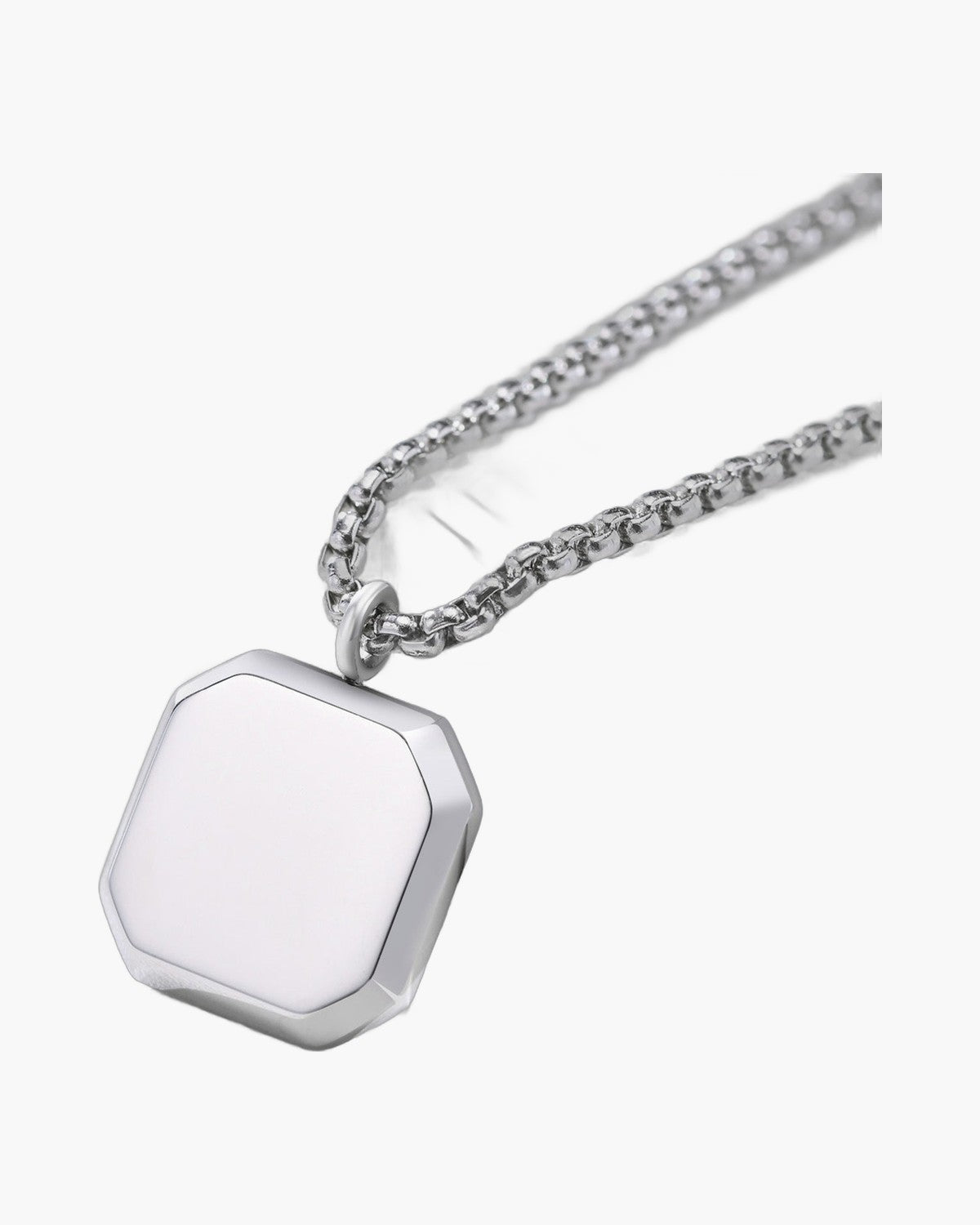 Square Pendant Box Chain Necklace view 2