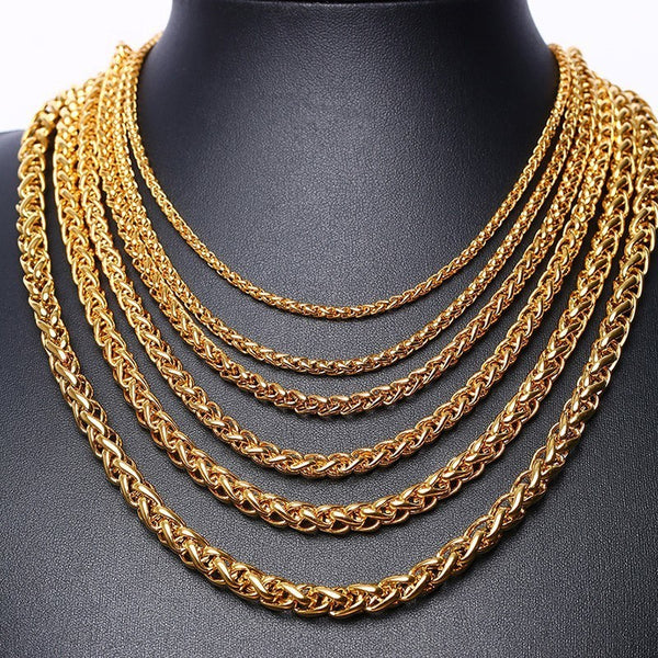 Titanium Steel Wheat Chain Necklace