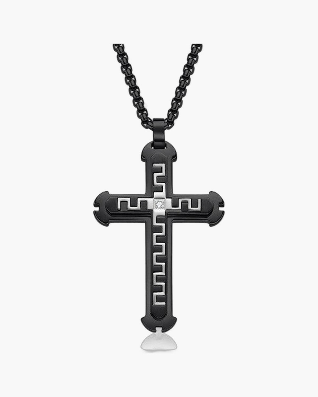 Two-Tone Inlaid Cross Pendant Necklace view 10
