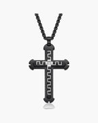 Two-Tone Inlaid Cross Pendant Necklace view 10