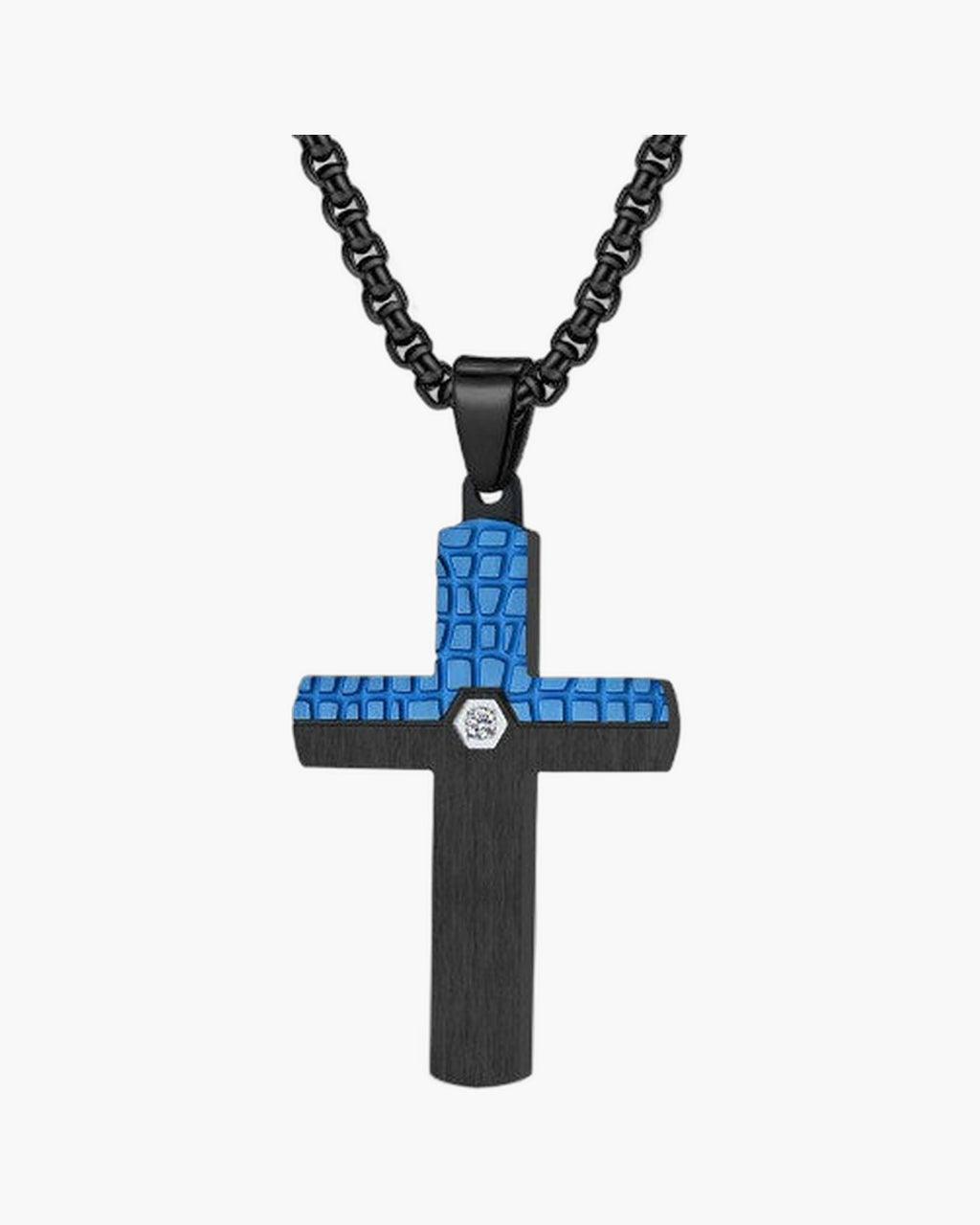 Two-Tone Inlaid Cross Pendant Necklace view 7