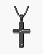 Two-Tone Inlaid Cross Pendant Necklace