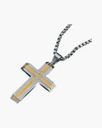 Two-Tone Inlaid Cross Pendant Necklace view 8