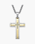 Two-Tone Inlaid Cross Pendant Necklace view 8