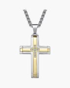 Two-Tone Inlaid Cross Pendant Necklace view 8