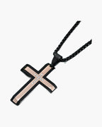 Two-Tone Inlaid Cross Pendant Necklace view 5