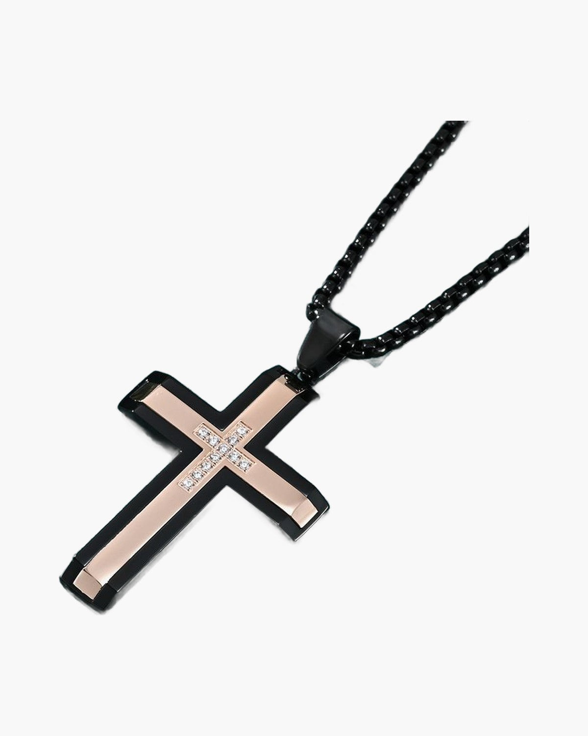 Two-Tone Inlaid Cross Pendant Necklace view 5