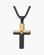 Two-Tone Inlaid Cross Pendant Necklace view 9