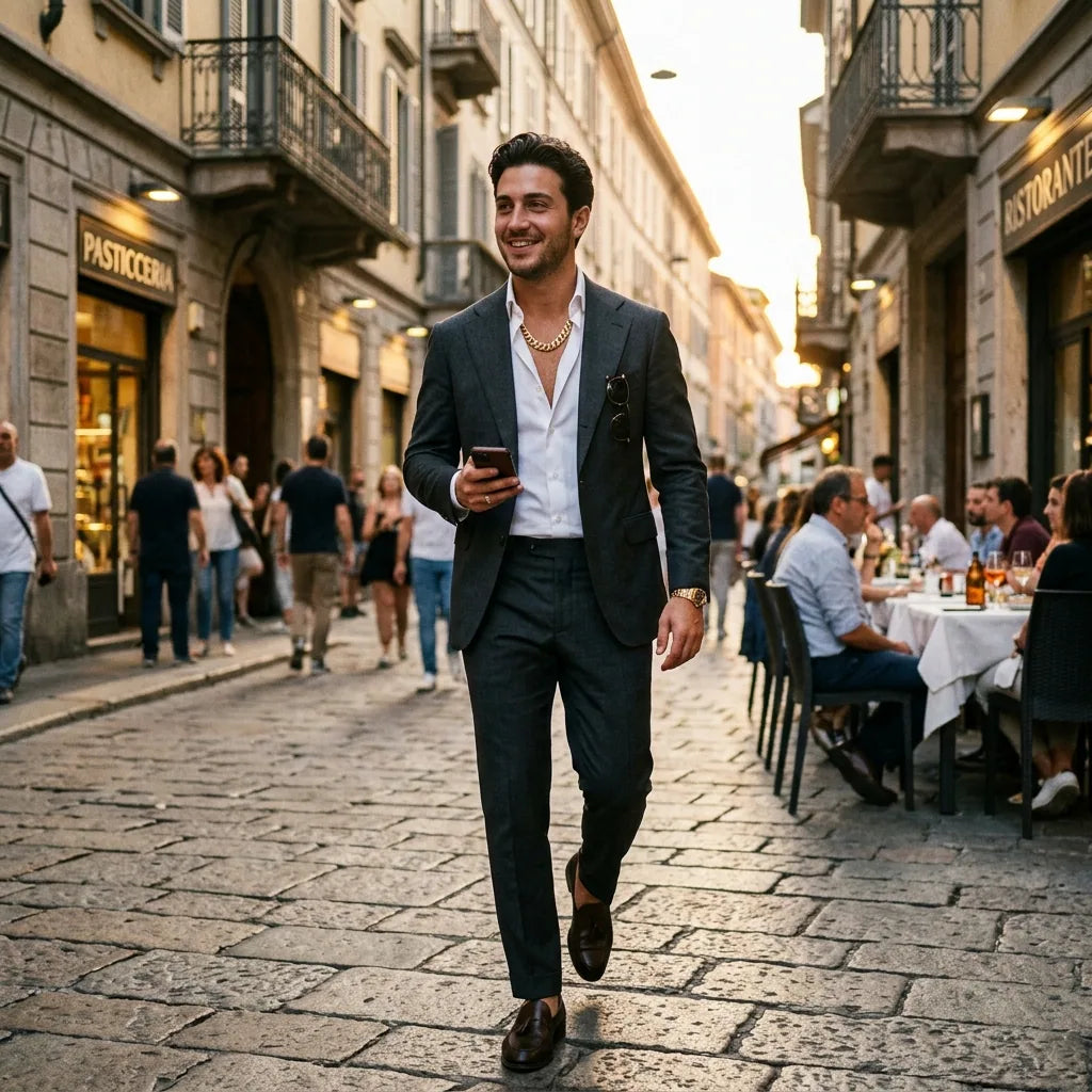 Man wearing Gold Cuban Chain in Milan